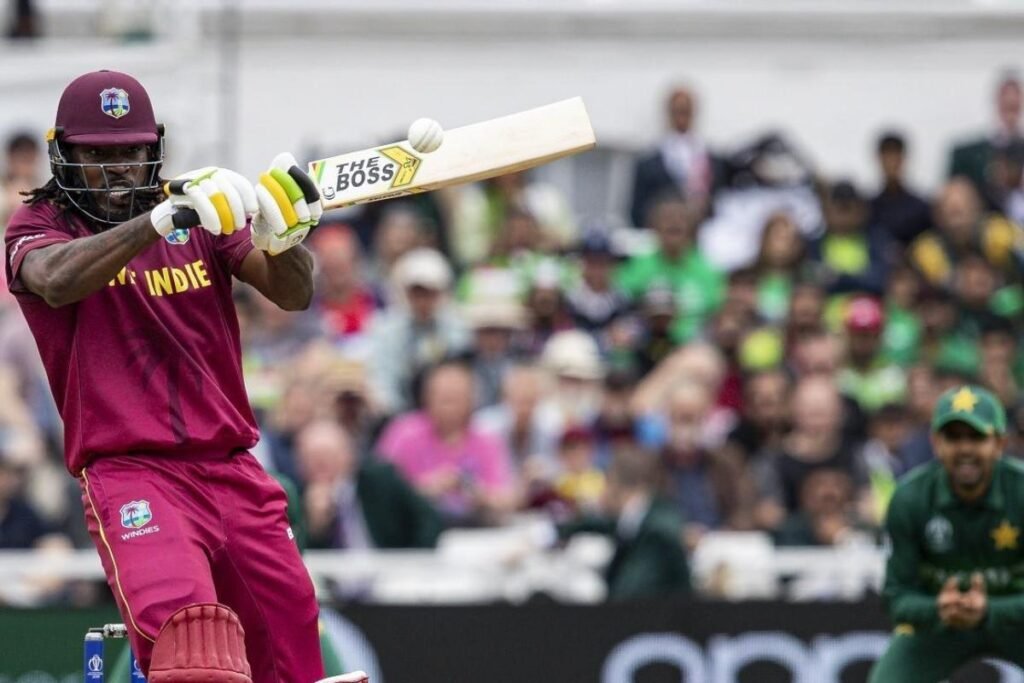 Chris Gayle batting during international cricket match