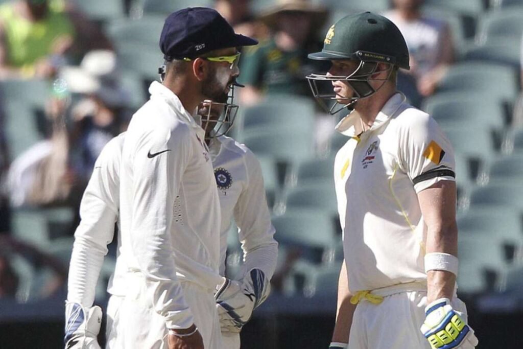 Kohli and Smith during a cricket match